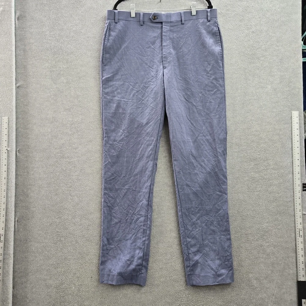 Lauren Ralph Men Pants 36W/34L Blue Wool Dress Pants‎ Total Comfort 33